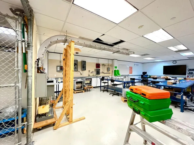 Trades Workshop at Houston Career Institute - Industrial equipment and hands-on training stations